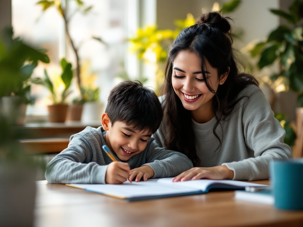 A Teacher Tutors educator working one-on-one with a student at home