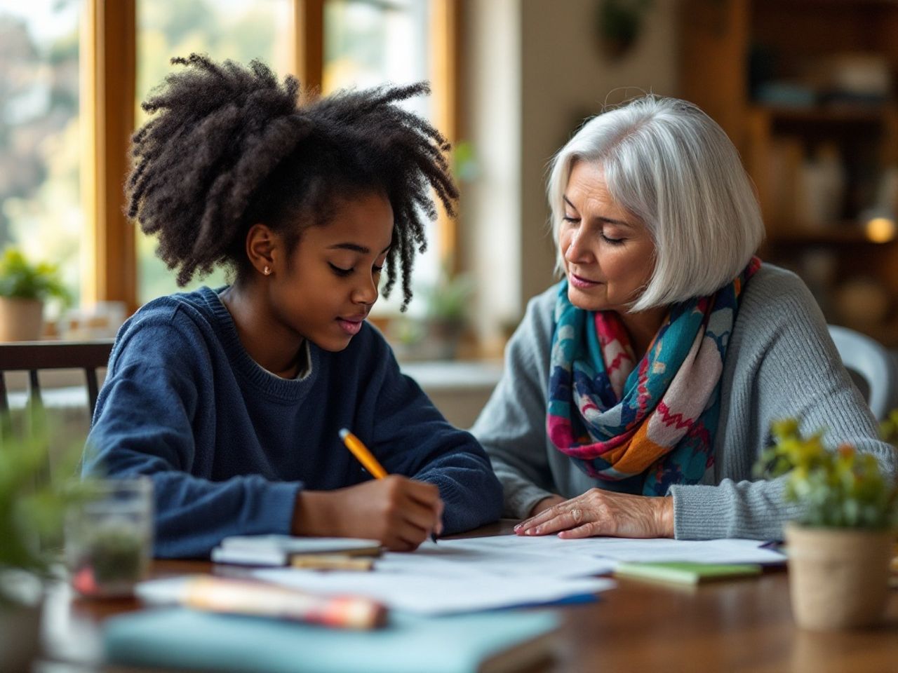 A Teacher Tutors educator working one-on-one with a student at home